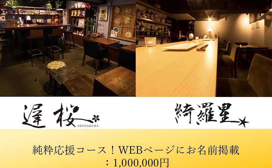 純粋応援コース！WEBページにお名前掲載:1,000,000円