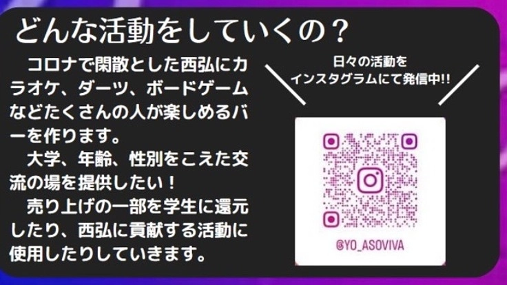 学生の力で弘前の将来を担う若者が集う街「西弘」に遊び場を作る！