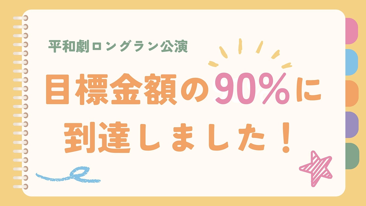 【活動報告１６】目標金額の90%に到達しました！