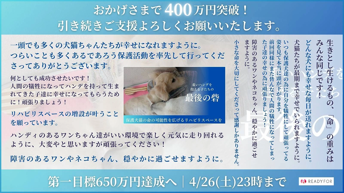 【残り10日】おかげさまで400万円へ到達！第一目標まであと234万円！感謝を胸に駆け抜けます！