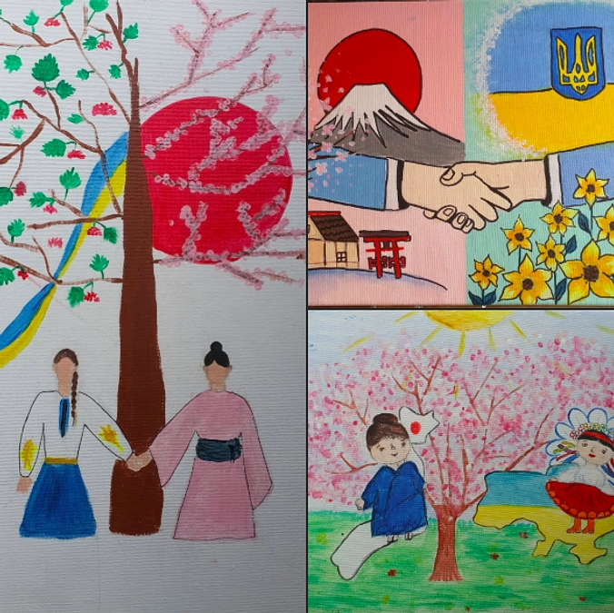 「生きた証をキャンバスに」ウクライナの子ども達が日本との友好関係を考えながら描いた絵