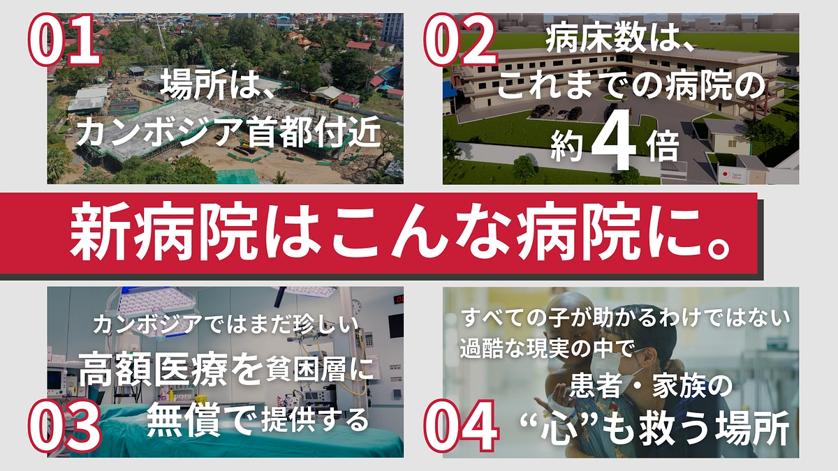 皆様からのご寄付で開院を目指す「新病院」は、どんな病院？