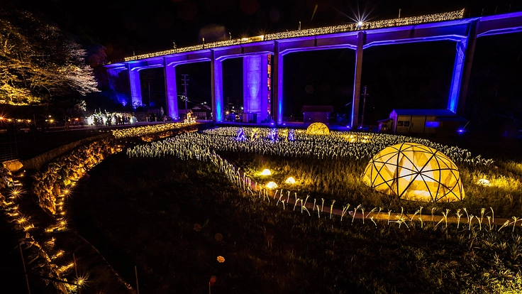 天空の駅に灯るINAKAイルミの象徴・稲穂イルミに再び輝きを！