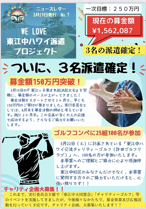 東江中学校の子供達をハワイへ❣️