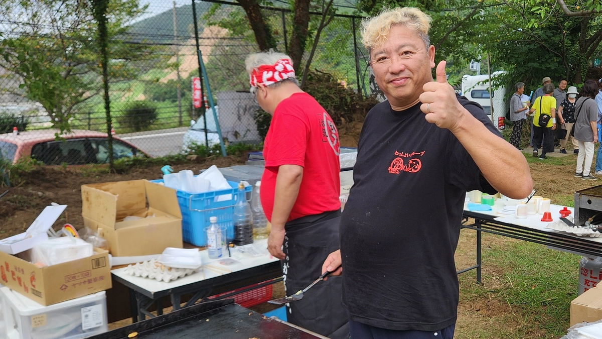 深見町復興夏祭りでチラシを配りました。