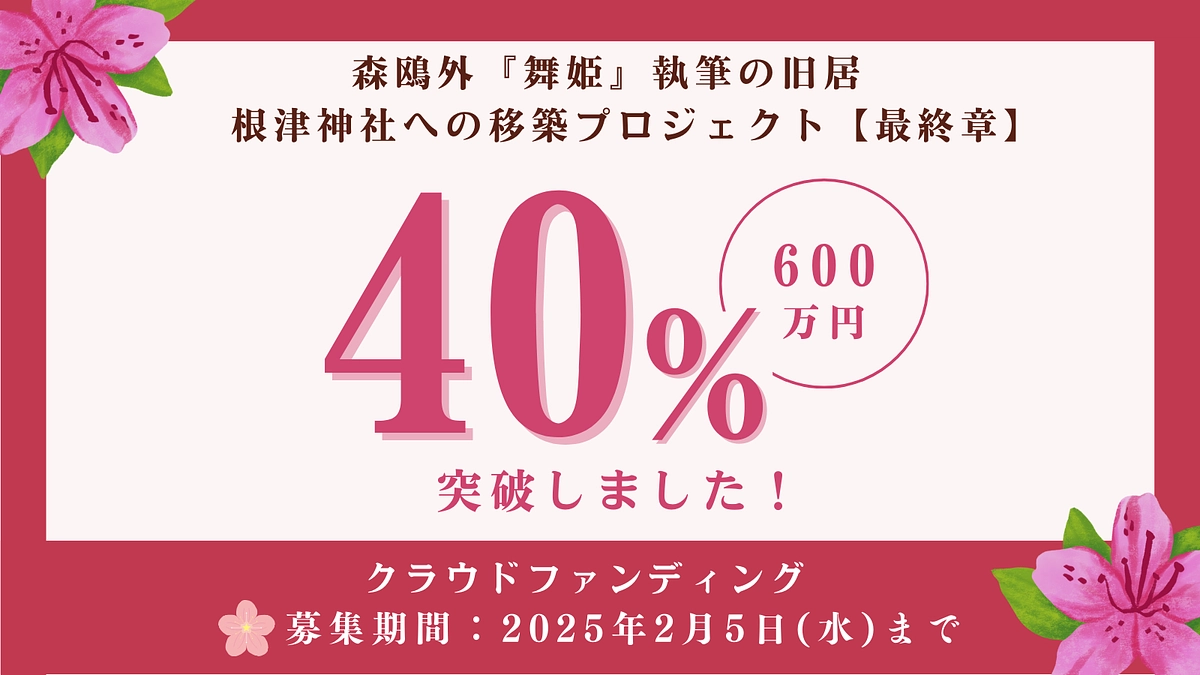 目標金額の40%に到達しました！ 