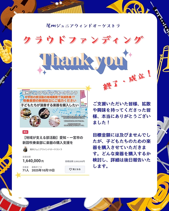 プロジェクトが成立しました！