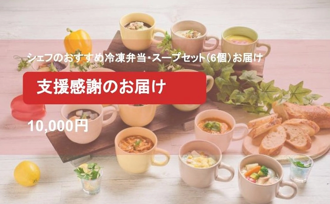 【支援感謝のお届け】シェフのおすすめ冷凍弁当・スープセット（6個）お届け