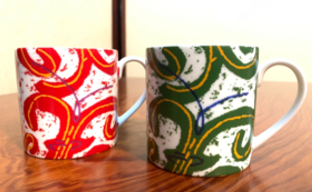 帯屋捨松の帯のデザインのマグカップ