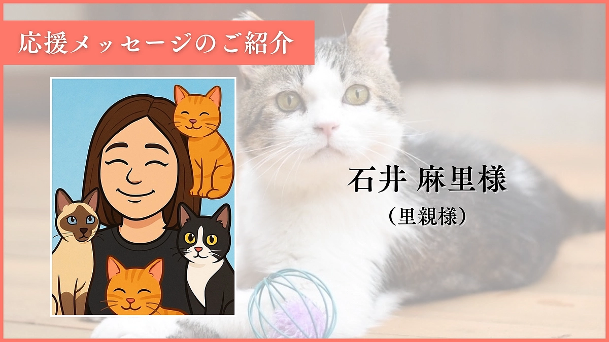 【終了まであと13時間！】応援メッセージのご紹介：石井麻里様 （里親様）