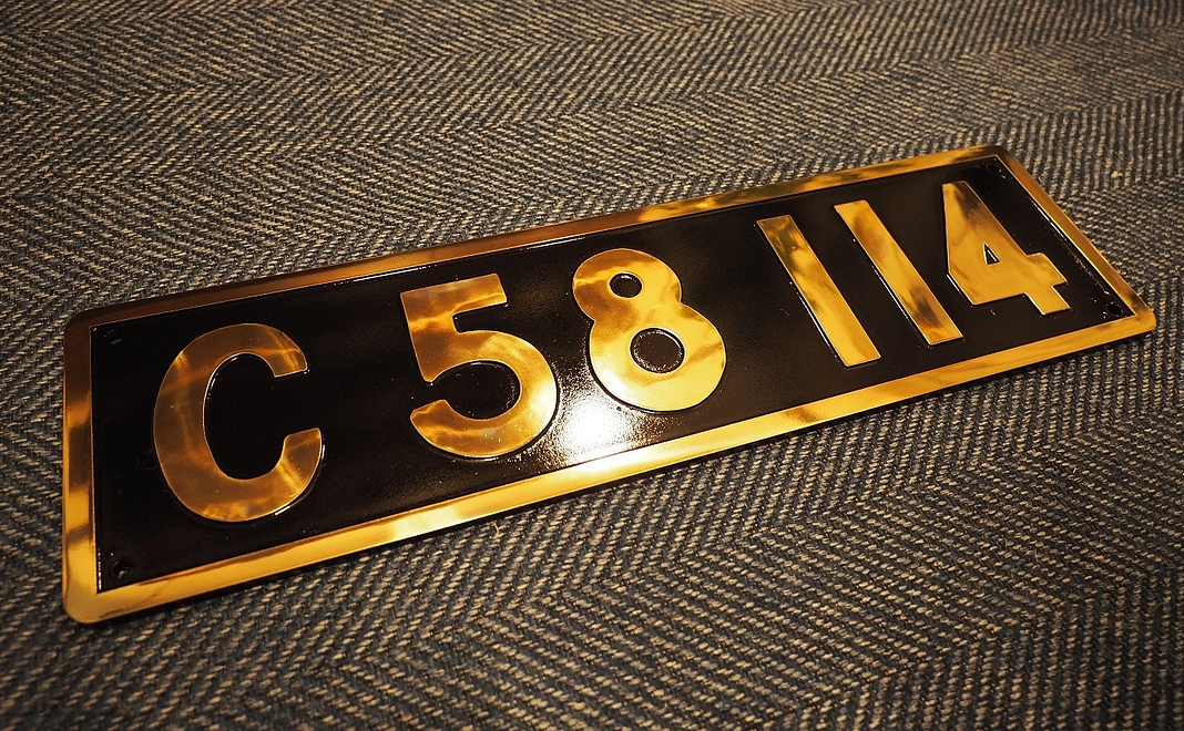 【鉄道ファングッズ】C58 114 ナンバープレート+御名前掲示（記念奉名板）大サイズ
