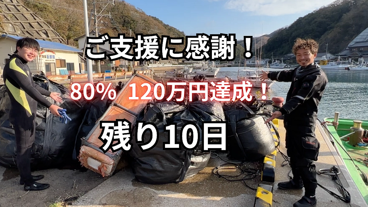 おかげさまで120万、80%を達成しました。残り10日、頑張ります！