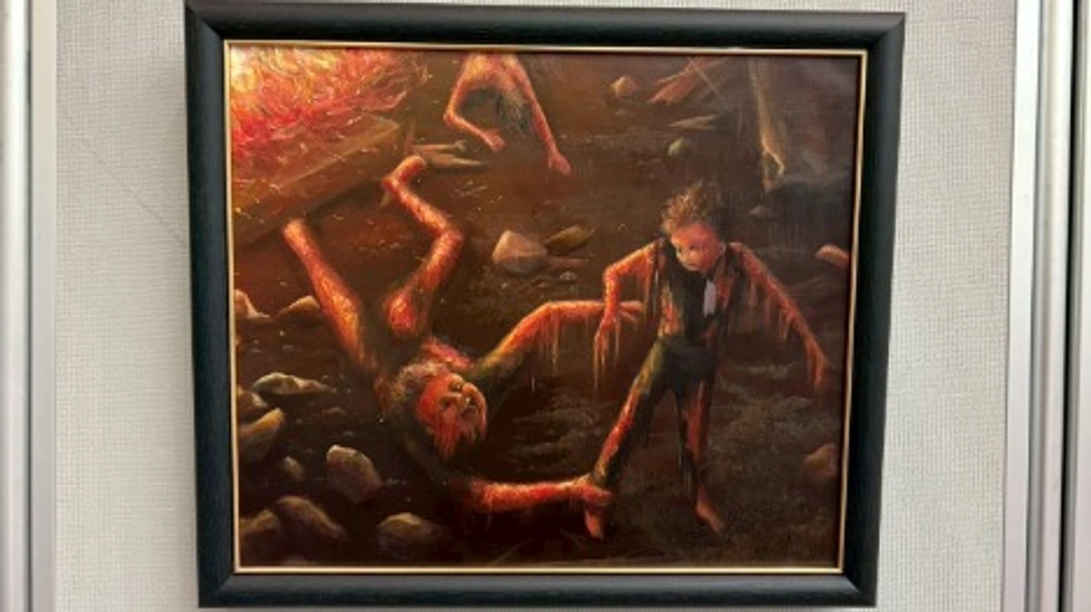 被爆者の方のお話と、基町高校の学生の原爆の絵。