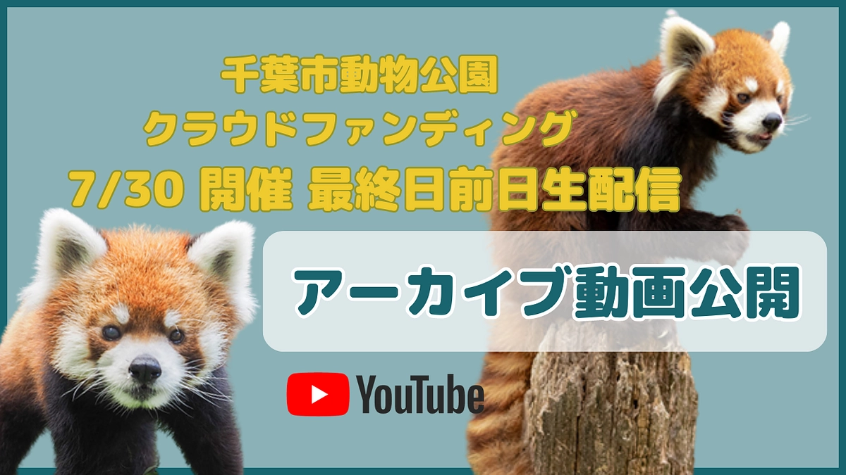 【最終日！】アーカイブ動画公開！7月30日開催千葉市動物公園 クラウドファンディング最終日前日生配信