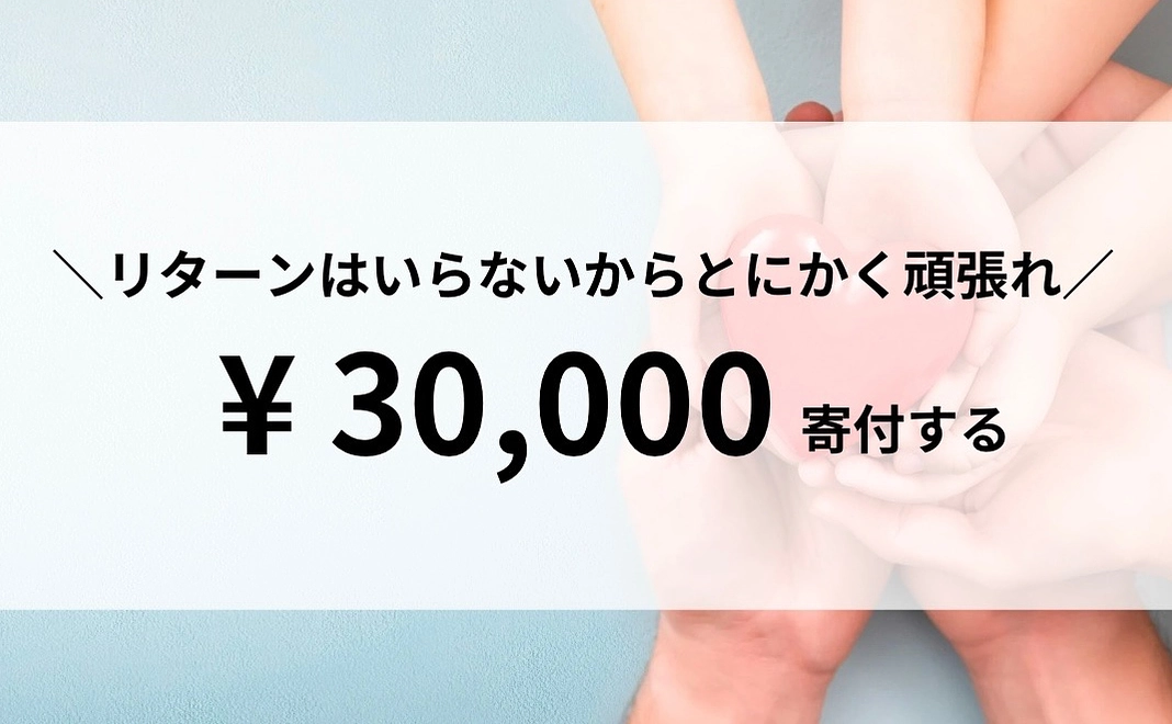 【寄付】リターンはいらないから、とにかく頑張れ！30,000円寄付する！