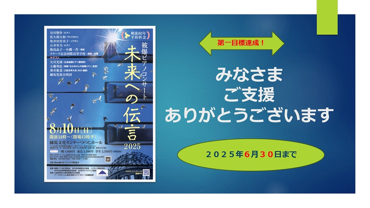 目標達成！　みなさま　ご支援ありがとうございます！！！！