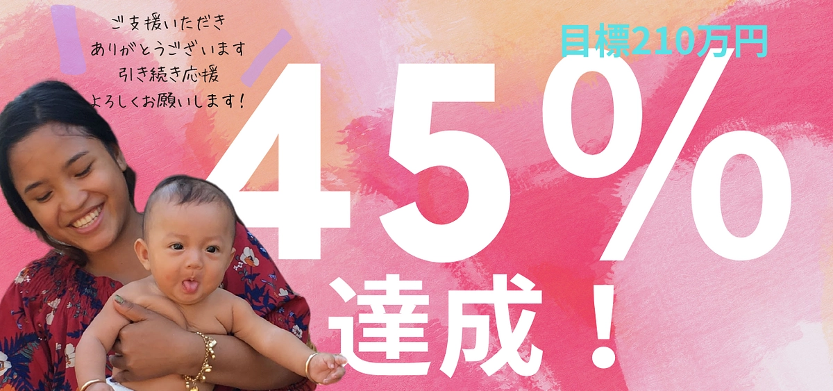 45％達成！ご支援ありがとうございます！！！引き続き応援よろしくお願いします。