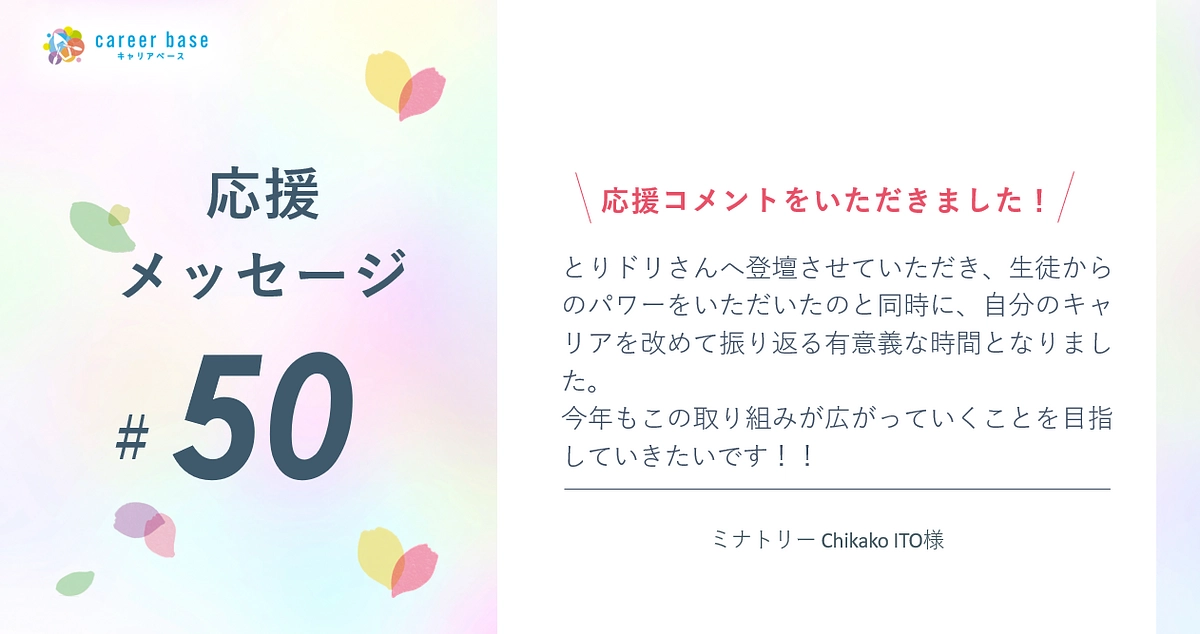 応援メッセージご紹介📣#50 | ミナトリー Chikako ITO様