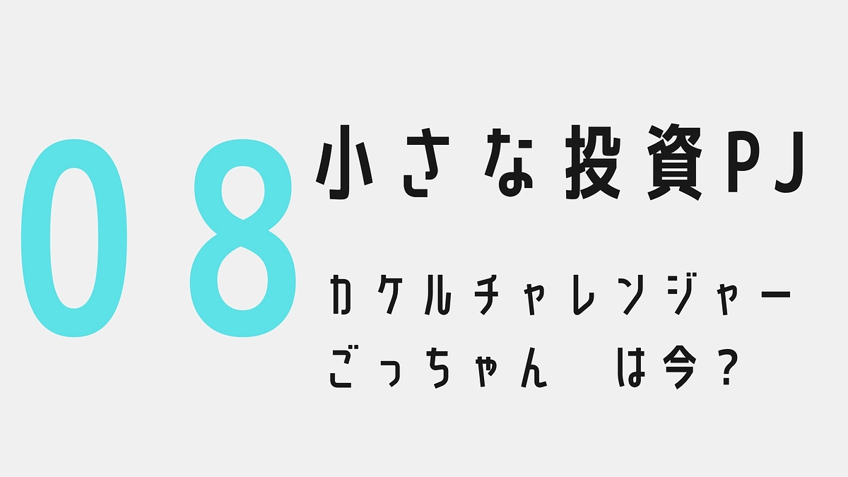 小さな投資プロジェクト08〜カケルチャレンジャー：ごっちゃん　は今？