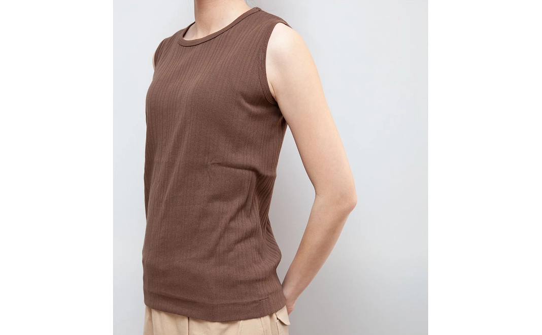ランダムリブタンクトップ［焦茶］