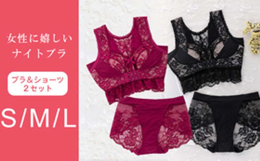 【女性に嬉しいナイトブラ＆ショ－ツ2セット】