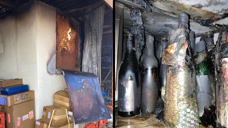 火災後の冷蔵庫