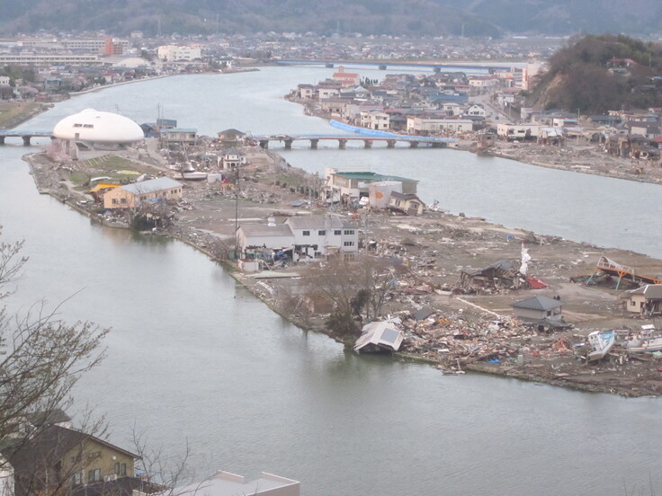 東日本大震災で大きな被害を受けた宮城県石巻市の様子