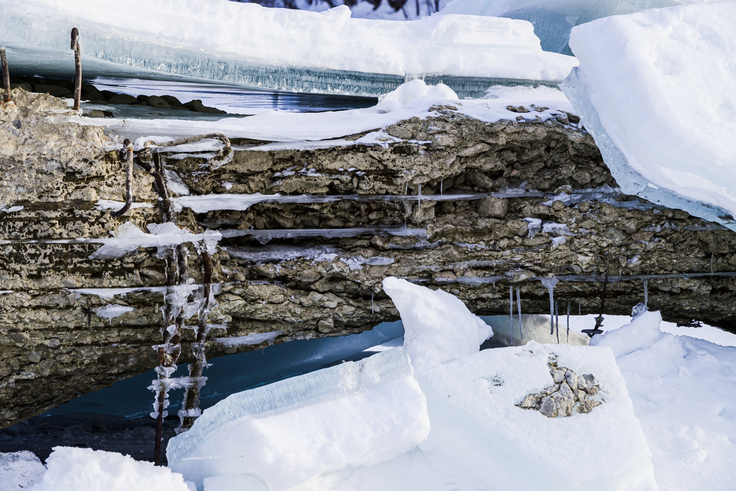 2023年1月11日のタウシュベツ川橋梁の一部