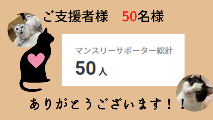 2月活動報告】ご支援者様50名様！ありがとうございます。 にゃんたま