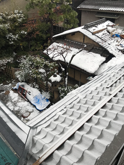 雪の日の八竹庵 大正時代の京町家、京都市指定有形文化財「川崎家住宅