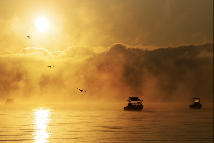 猪苗代湖の朝の写真