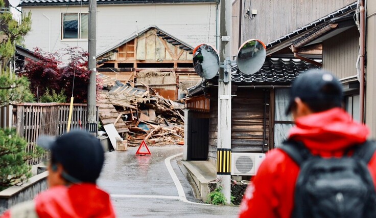 倒壊した家屋が多い石川県珠洲市でニーズ調査／2023年5月6日撮影