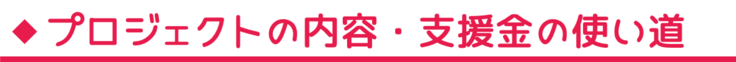 プロジェクトの内容・支援金の使い道