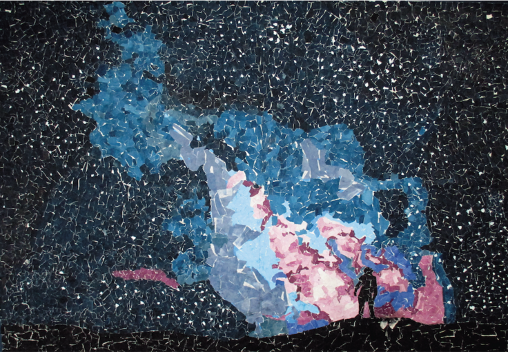 ちぎり絵_星空の待ち人