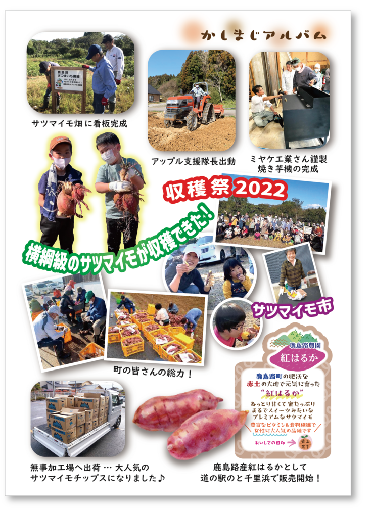 町民にむけ作成した『サツマイモ事業報告書』のアルバムページ