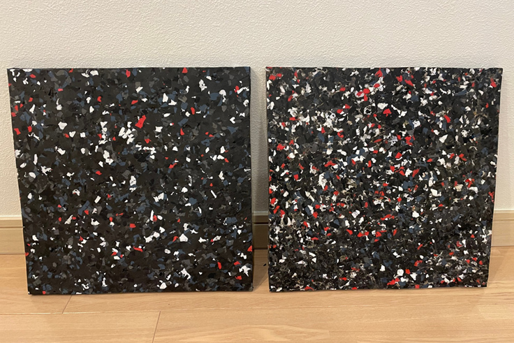 スキーブーツの廃材から製作したレコードの基板に使用するシート