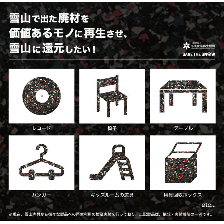 雪山で出た廃材を価値あるモノに再生させ、雪山へ還元したい！