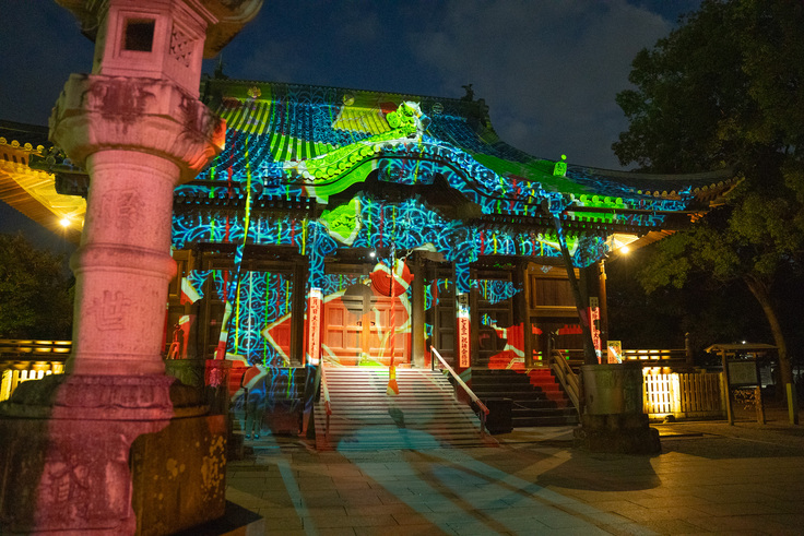 足利灯ろう物語 本堂のプロジェクトマッピングによる演出