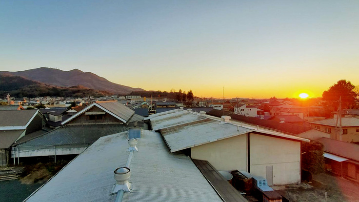 西岡本店の夕焼け
