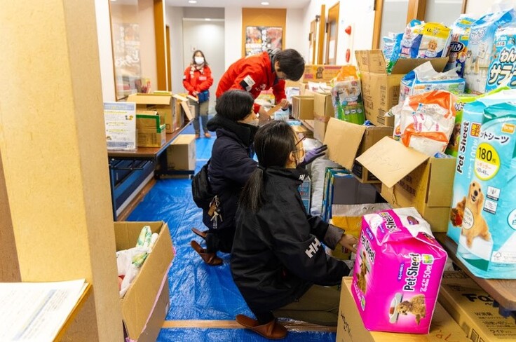 珠洲市飯田公民館のペット同伴避難所の様子②