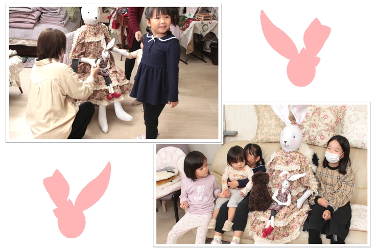 お子さまたちが集まり、うさぎちゃんで遊んでいる様子を撮影させていただきました
