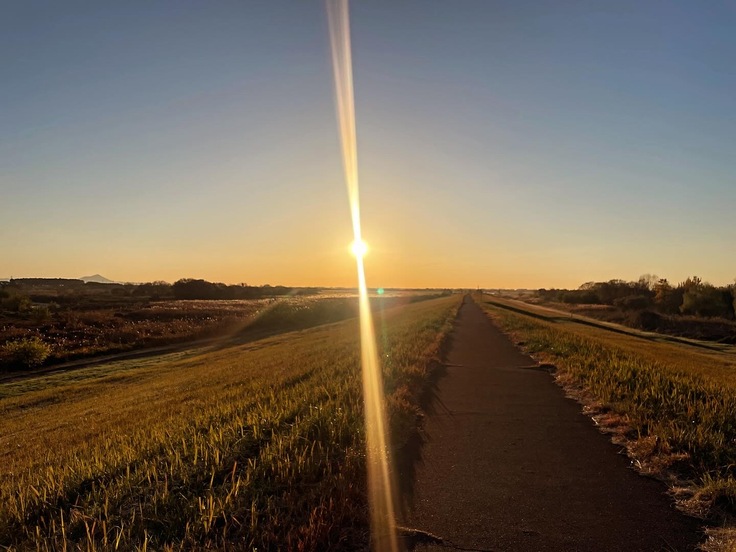 会場である藤岡渡良瀬運動公園から登る朝日