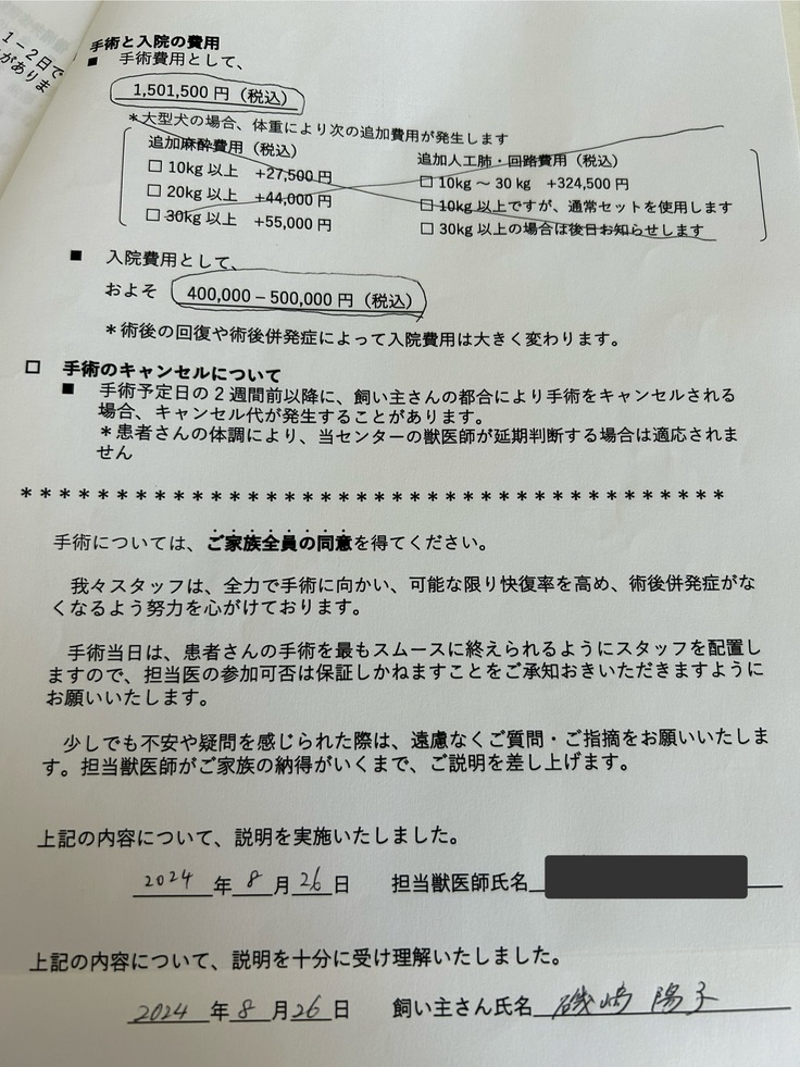 ▼手術費用について