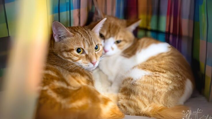 不安そうに身を寄せ合っている保護猫たち