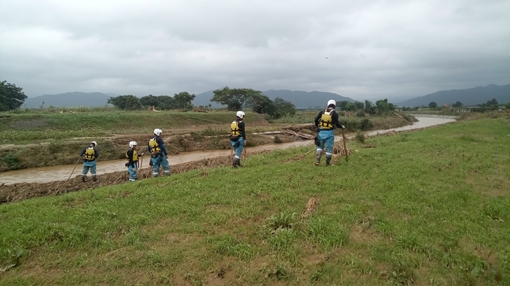 降水後、流された方がいたらしく捜索していました