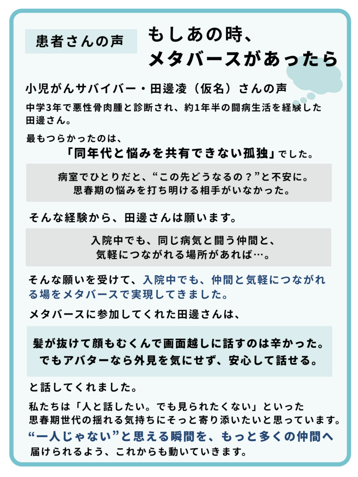 【患者さんの声】もしあの時、 メタバースがあったら