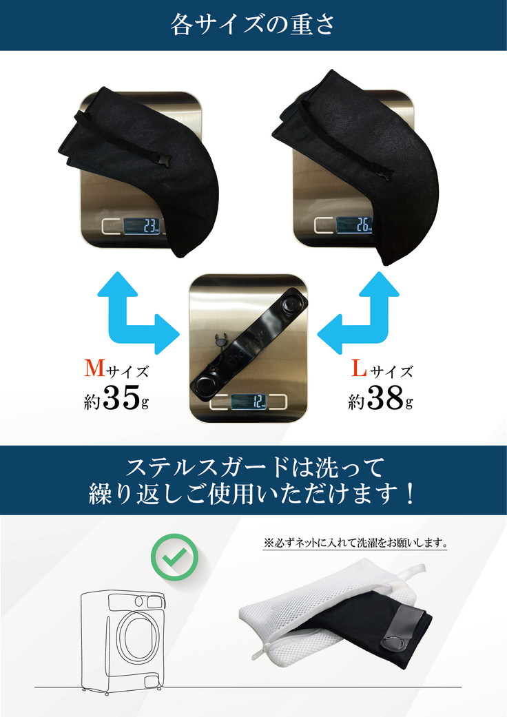 ステルスガードの重さと洗濯方法