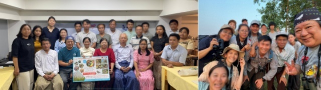 ミャンマーで開催したワークショップ参加者とタイで開催したねぐら調査参加者