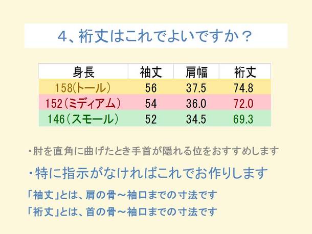 背中の丸い人の服　サイズ指定