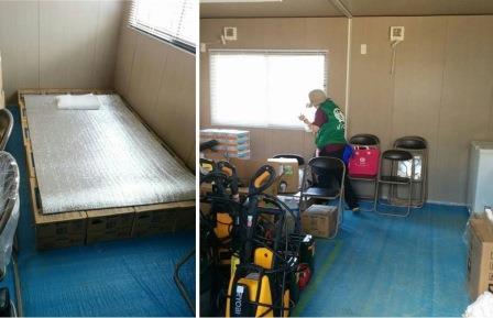 ボランティアセンター内の資材倉庫に救護室を設置